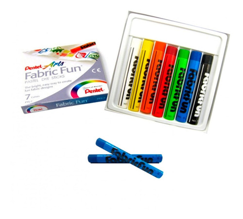 Giz Pastel Seco Pentel Fabric Fun 7 Cores Pts-7 Para Tecido