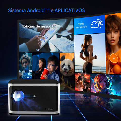 Projetor Magcubic Hy350 Pró Hd 4k 1080p Wifi6 Led 580 Ansi Preto