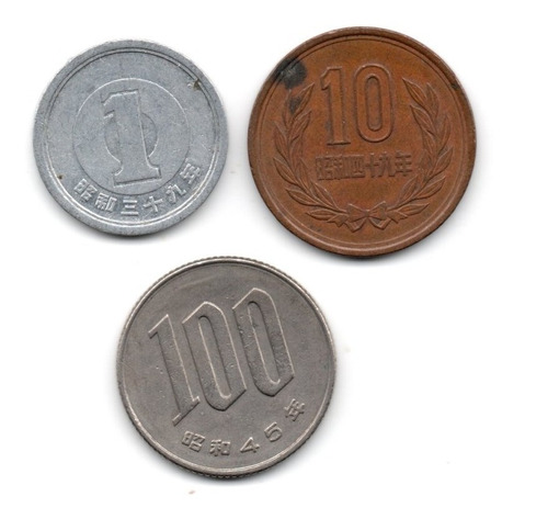 Japon Lote Serie X3 Monedas 1, 10 Y 100 Yen