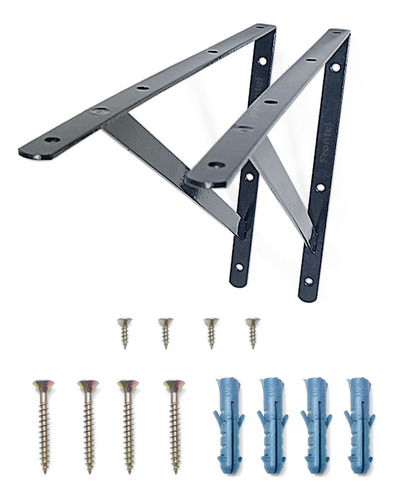 2x Mão Francesa 40cm Acompanha Kit De Parafuso E Bucha Preta