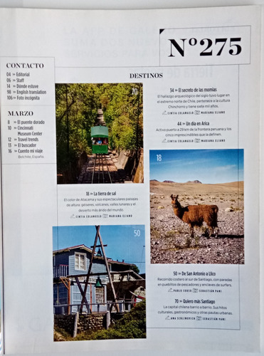 Revista Lugares Nro 275 Turismo Arica Atacama Chile 2019 (Usado)