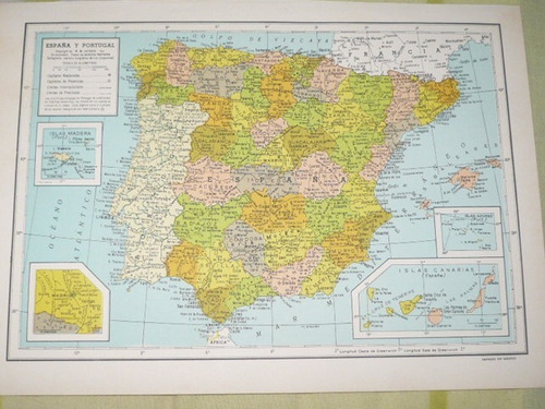 Mapa Antiguo De España Y Portugal