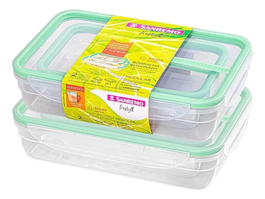 Jogo Potes Herméticos Plástico Freshy 4 Verde Sanremo
