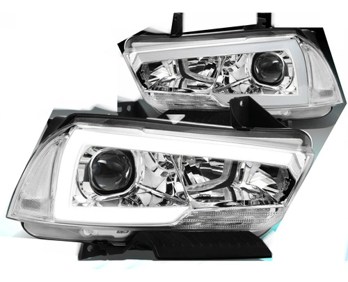 Faros De Lupa + Led Cromados Para Dodge Charger 2011 - 2013