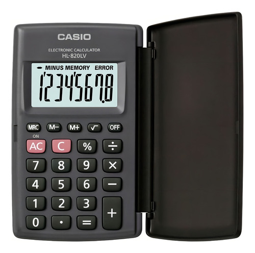 Calculadora Casio Portatil Negro 8 Digitos 10x12 Cm Con Tapa Negro