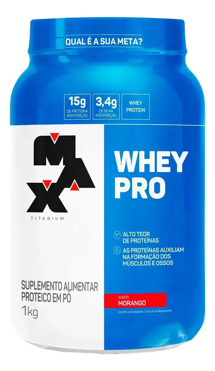Embalagem do Whey Pro 1kg - Whey Protein Growthisoldie - Max Titanium Sabor Moorango