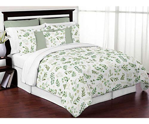 Sweet Jojo Designs Floral Leaf Girl Full/queen Ropa De Cama 