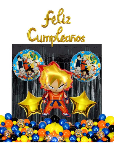 Set De Globos Goku Dragon Ball Z Supersaiyano De 48 Piezas