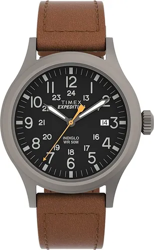 Reloj Timex Southview con correa de piel para hombre, de 41mm, Negro,  dorado (black/Gold-Tone)