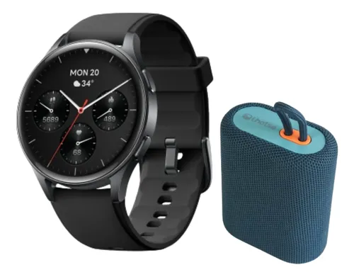 Pack Smartwatch Lhotse Vibe 05 Black + Parlante Azul Azul Azul