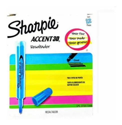 comprar Resaltador Sharpie Accent 3d Azul Caja X 12 Uds
