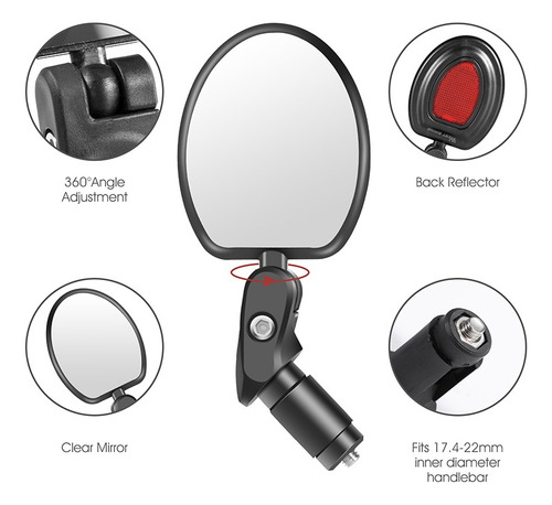 Espejo Retrovisor Giratorio Para Bicicleta Espejo Retrovisor