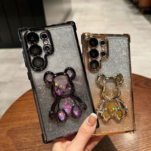 Funda De Oso Con Brillos Para Samsung Varios Colores Plateado A54