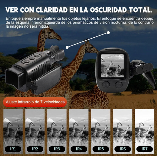 Monocular Visor Hd -vision Nocturno Para Caza Senderismo Negro
