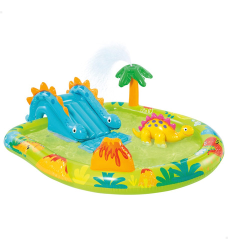 Centro Juegos Piscina Inflable C Tobogan P Niños +2 Dinosaur