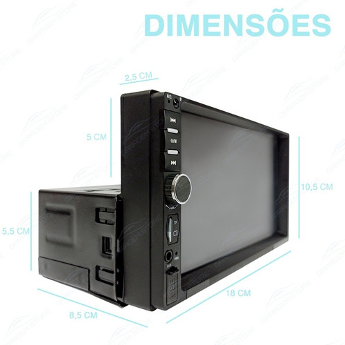 Imagem 5 de 10 de Multimídia Slim Encaixe 1 Din Mp5 Universal C/ Câmera De Ré
