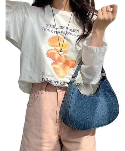 (db) Bolso De Mezclilla De Estilo Coreano, Bolso De Mano A L