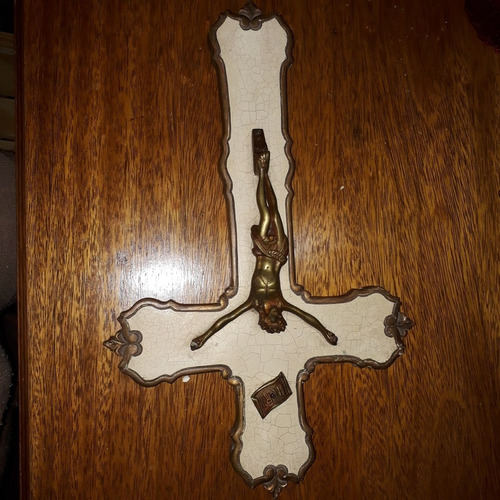 Imagen 4 de 7 de Cruz Antigua C/cristo Madera/bronce. Lote X 2