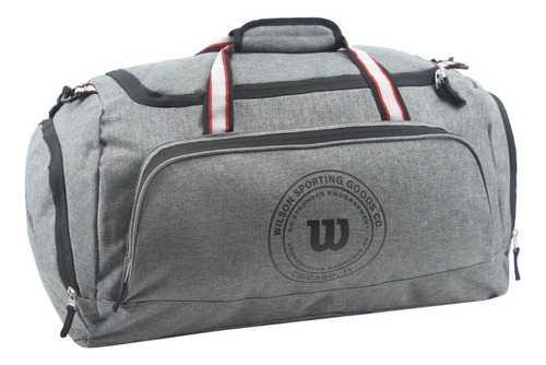 Bolso Viaje Deportivo Urbano Reforzado Wilson Gym Bolsillo Color Gris Liso