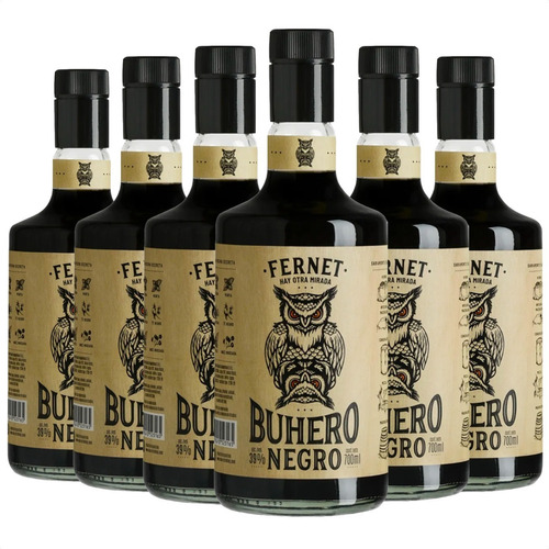 Imagen 1 de 8 de Fernet Buhero Negro Aperitivo Pack X6 Unidades - 01mercado