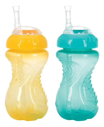 Nuby 2pk Vaso Antiderrame C/popote Flexible 300 Ml