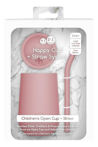 Vaso Ezpz Entrenador Grande Con Popote Para Bebes Silicon Color Rosa Nórdico