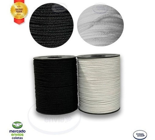 Elastico Roliço Macio Rolo 100 Metros/3mm 1 Branco+ 2 Preto 