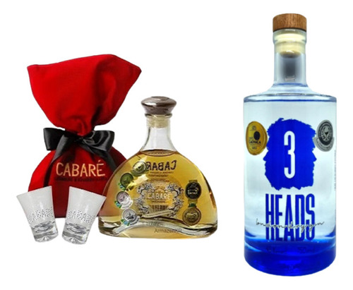 Kit Cachaça Cabaré Promoção+ Gin 3heads London Dry