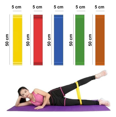 Set De 5 Bandas Elásticas Cintas De Resistencia Para Ejercic