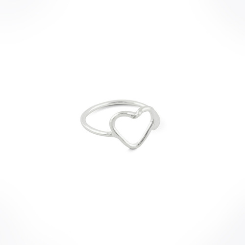 Anillo De Corazon Minimalista Para Mujer De Plata Ley .925