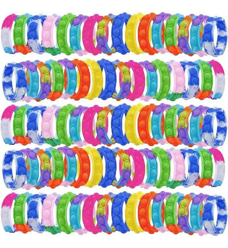80 Pulseras Antiestrés Con Burbujas Juguetes Sensoriales Par