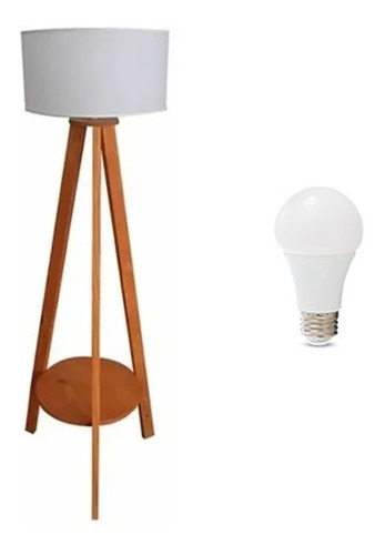 Imagen 1 de 6 de Lampara Tripode Nordico Escandinavo Con Estante + Led