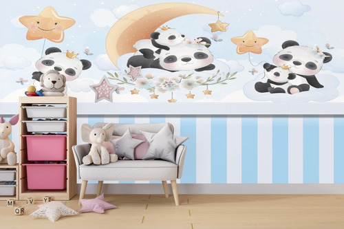 Papel De Parede Infantil Quarto De Bebê Pandinha 3,00x2,00m