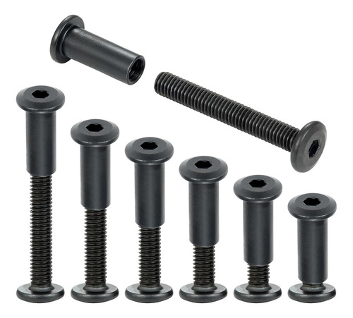 100 Sets Tornillo De Unión De Tuerca Y Perno Negro M6x...