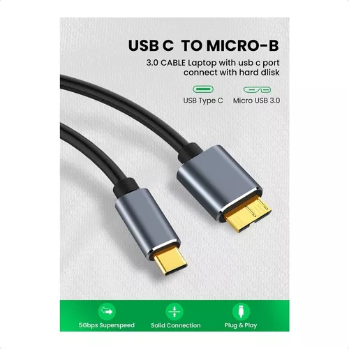 Cable Usb-c A Usb Micro B Para Disco Duro Externo 5gbps 2 M