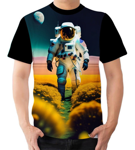 Camisa Camiseta Astronauta Espaço Flores Planeta 2#
