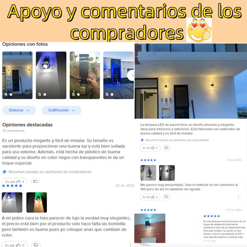 YUJU Lámpara De Pared Led Impermeable Sobreponer Para Exterior lamparas de pared exterior lampara arbotante lampara arbotante Potencia 60 W