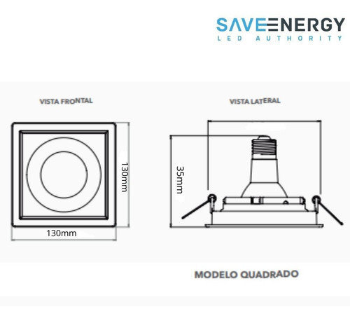 Kit 7 Luminaria Par20 Spot Quadrado E27 Save Energy