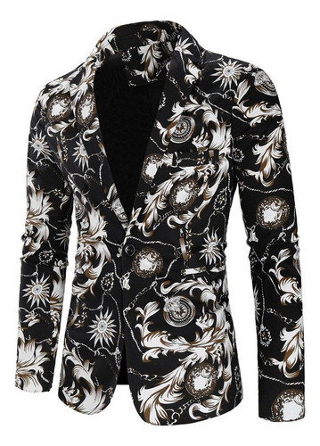 Chaqueta Casual Con Estampado De Traje Para Hombre