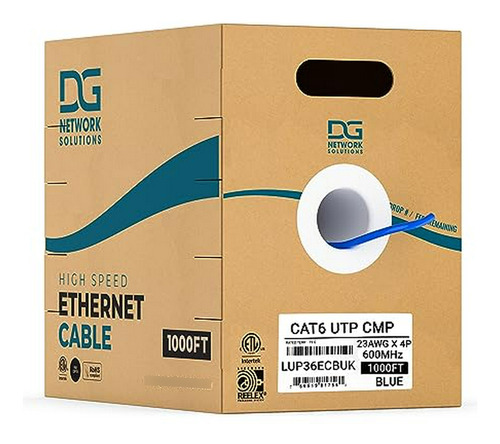 Dg Cat6 Plenum (cmp), 1000 Pies, Utp 23awg, Cobre Desnudo Só