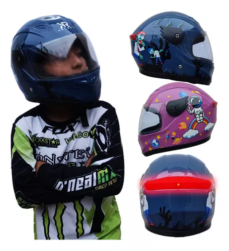 Casco Cerrado Para Niño Y Niña Moto Motocicleta 4 Colores Color Negro  Tamaño del casco XS (52-54CM)