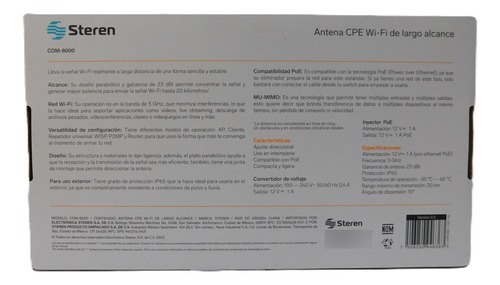 Antena Cpe Wi-fide Largo Alcance Com-8000 Steren