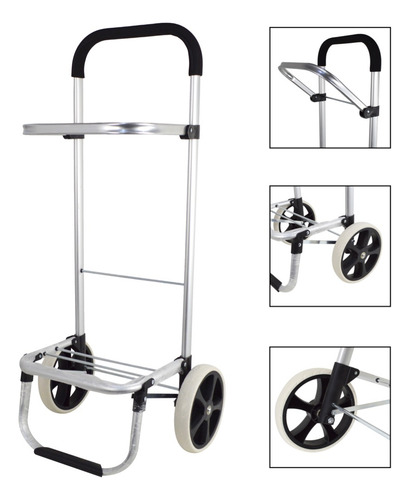 Carrito De Compras Feria Plegable Aluminio Premium 40l 50kg