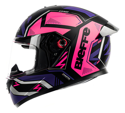Capacete Bieffe B12 Phanton Feminino Rosa Moto Aerofolio Cor Rosa Roxo Fosco Tamanho do capacete 60