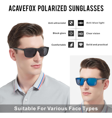 Acavefox Gafas De Sol Polarizadas Hombres Pesca Golf Conducc