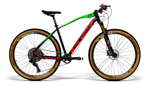 Bicicleta Aro 29 Gts Freio Hidráulico Trava Guidão 1x13 Gx Cor Verde-vermelho Tamanho Do Quadro 19