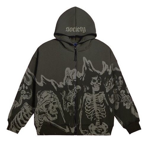 Sudadera Hombres Con Capucha Y Estampado De Calaveras