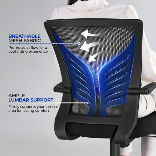 Silla De Oficina Ergonómica Ajustable Malla Negra
