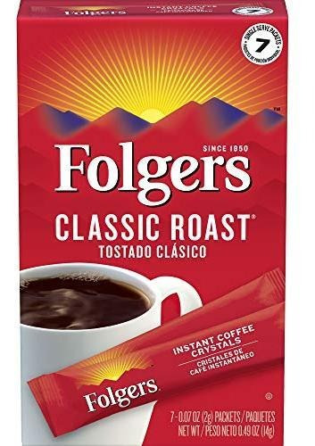 Folgers Classic Roast Cristales De Café Instantáneo, 7 Paque