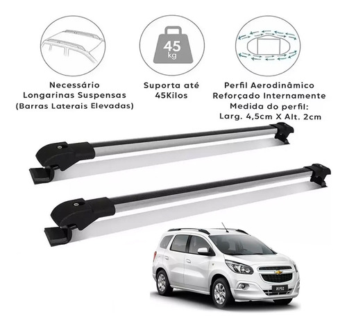 Rack De Teto Travessa Chevrolet Spin 2014 Slim Prata